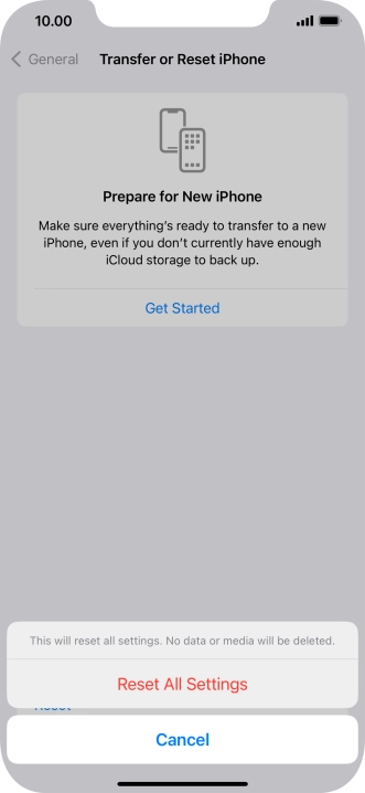 Press Reset All Settings. Press Reset All Settings.