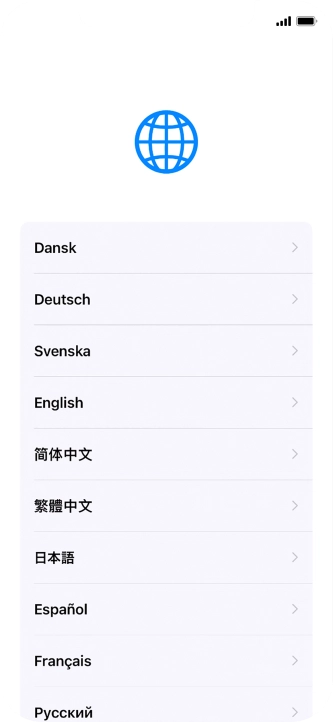 Press the required language. Press the required language.