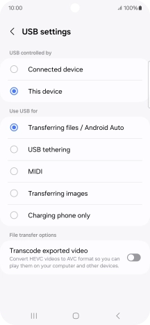 Press Transferring files / Android Auto. Press Transferring files / Android Auto.