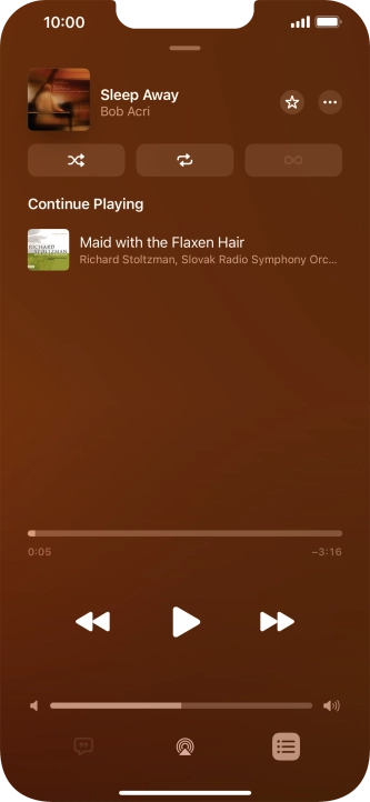 Press the shuffle icon to turn the function on or off. Press the shuffle icon to turn the function on or off.
