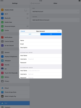 Press Username and key in the username for your email account. Press Username and key in the username for your email account.