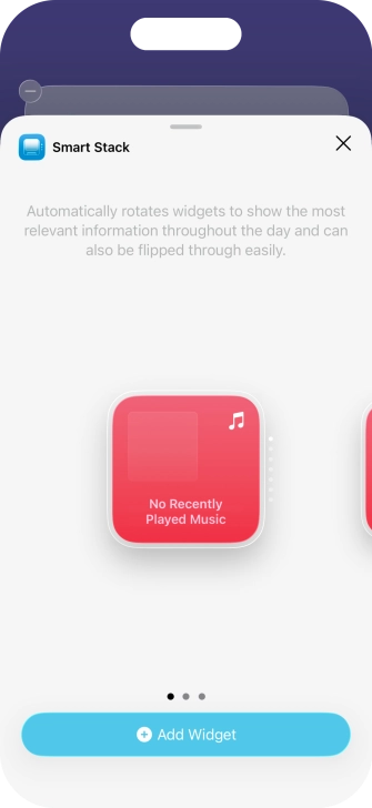 Slide your finger right or left on the screen to select the required widget size. Slide your finger right or left on the screen to select the required widget size.