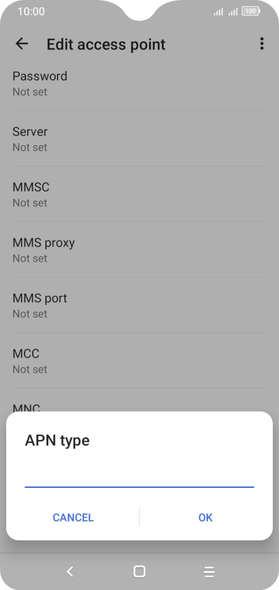 Key in default and press OK. Key in default and press OK.