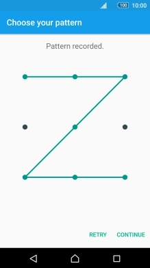 Slide your finger across the screen to connect at least four points and press CONTINUE. Slide your finger across the screen to connect at least four points and press CONTINUE.