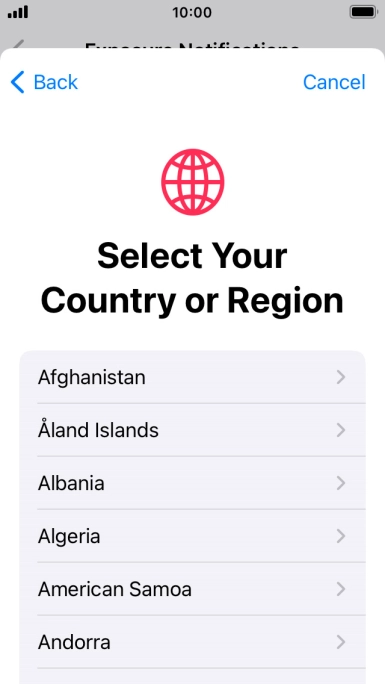 Press the required country. Press the required country.