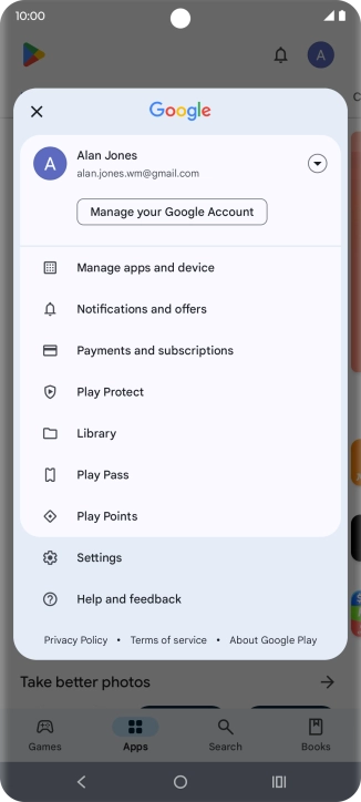 Press Manage apps and device. Press Manage apps and device.