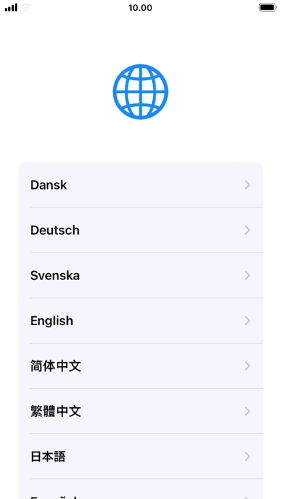 Press the required language. Press the required language.