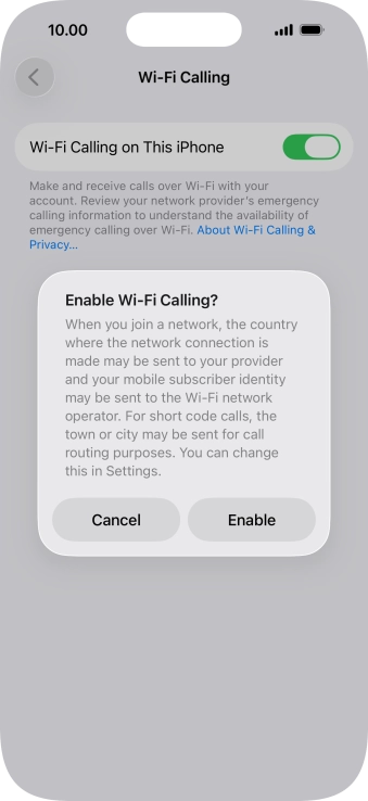 If you turn on the function, press Enable. If you turn on the function, press Enable.