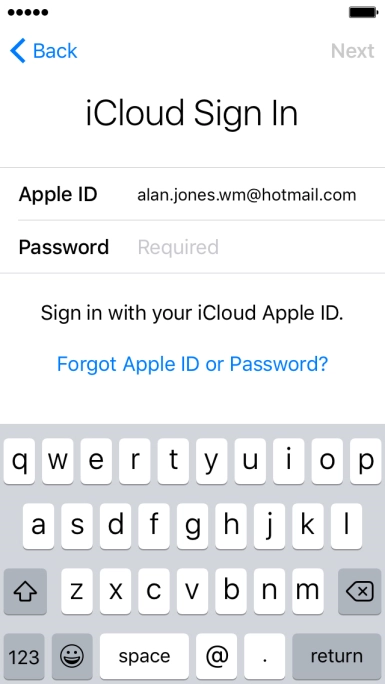 Press Required and key in the password for your Apple ID. Press Required and key in the password for your Apple ID.