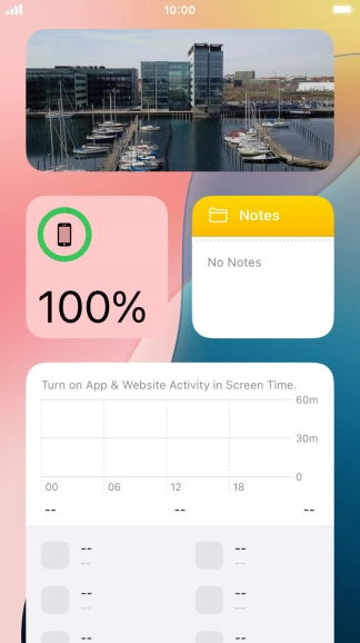 Slide your finger up or down on the screen to see more widgets. Slide your finger up or down on the screen to see more widgets.