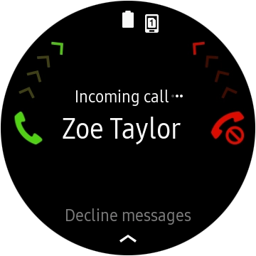 Press and drag the accept call icon right to answer the call. Press and drag the accept call icon right to answer the call.