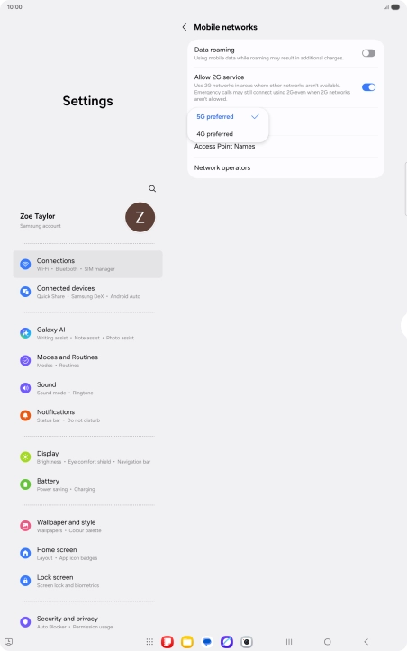 Press the required network mode. Press the required network mode.