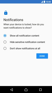 Press the required setting. Press the required setting.