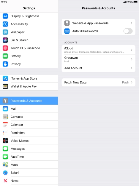 Press the name of the email account you've just set up. Press the name of the email account you've just set up.