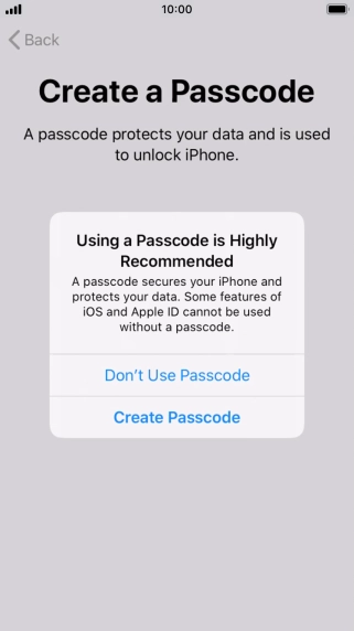 If you turn off the function, press Don't Use Passcode. If you turn off the function, press Don't Use Passcode.