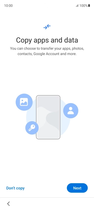 You can transfer the contents of another phone to your phone when it's activated for the first time and after a factory reset. When this screen is displayed, your phone is ready to transfer contents from another phone. You can transfer the contents of another phone to your phone when it's activated for the first time and after a factory reset. When this screen is displayed, your phone is ready to transfer contents from another phone.