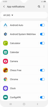 Press the indicators next to the required apps to turn the function on or off. Press the indicators next to the required apps to turn the function on or off.