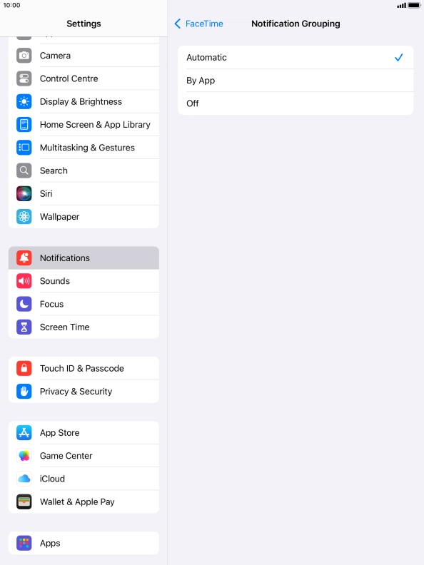 Press the required setting. Press the required setting.