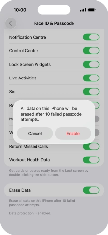 If you turn on the function, press Enable. If you turn on the function, press Enable.