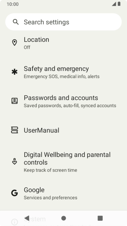 Press Passwords and accounts. Press Passwords and accounts.