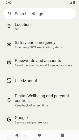 Press Passwords and accounts. Press Passwords and accounts.