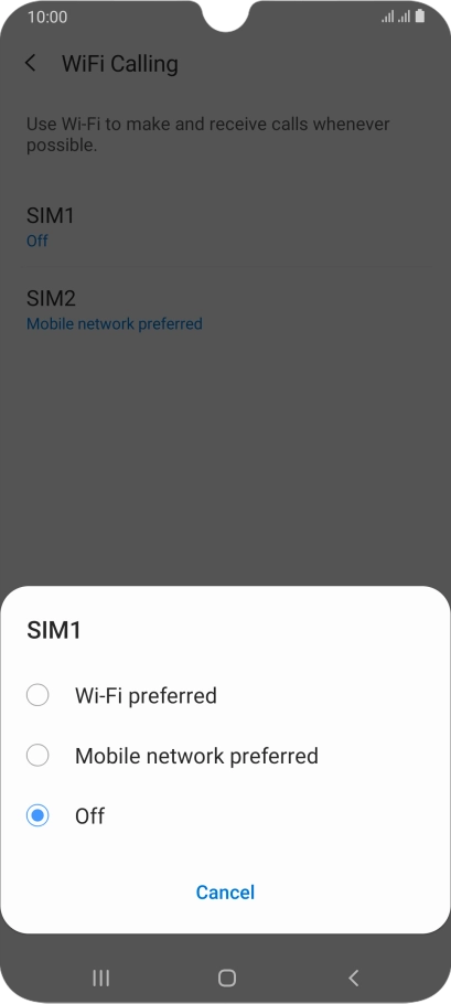 Press the required setting to turn the function on or off. Press the required setting to turn the function on or off.