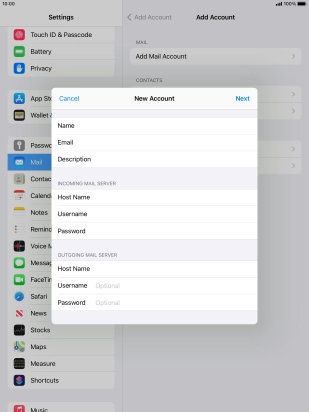 Press Username and key in the username for your email account. Please note that if you're using Vodafone's outgoing server, leave the username field empty. Press Username and key in the username for your email account. Please note that if you're using Vodafone's outgoing server, leave the username field empty.
