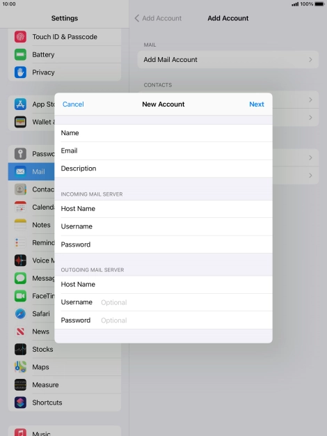 Press Username and key in the username for your email account. Please note that if you're using Vodafone's outgoing server, leave the username field empty. Press Username and key in the username for your email account. Please note that if you're using Vodafone's outgoing server, leave the username field empty.