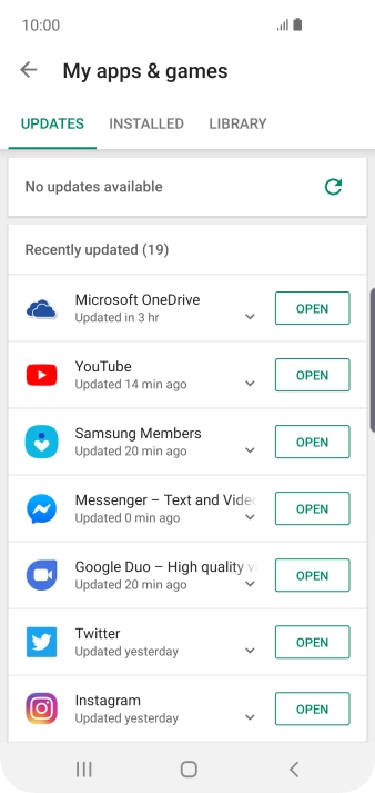 Press INSTALLED. Press INSTALLED.