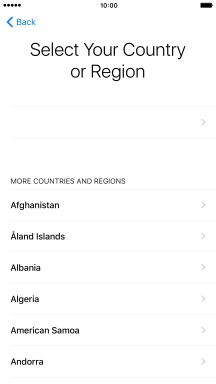 Press the required country or area. Press the required country or area.