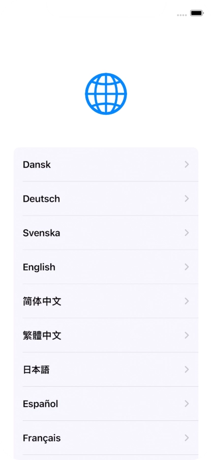 Press the required language. Press the required language.