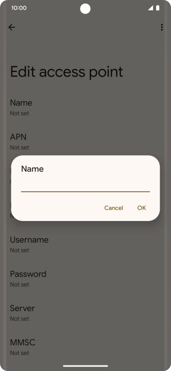 Key in Vodafone Internet and press OK. Key in Vodafone Internet and press OK.