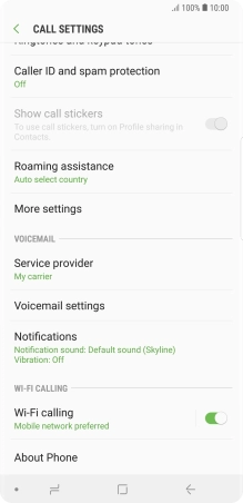 When Wi-Fi calling is active, the Wi-Fi calling icon is displayed. When Wi-Fi calling is active, the Wi-Fi calling icon is displayed.