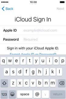 Press example@icloud.com and key in the username for your Apple ID. Press example@icloud.com and key in the username for your Apple ID.