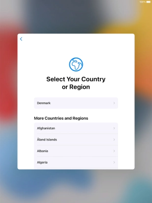 Press the required country or area. Press the required country or area.
