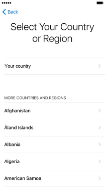 Press the required country or area. Press the required country or area.
