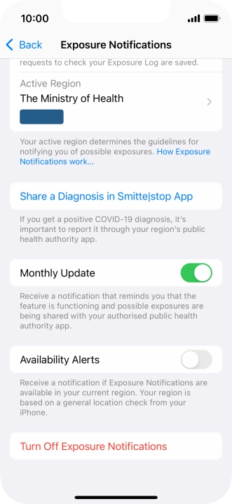 Press Turn Off Exposure Notifications. Press Turn Off Exposure Notifications.