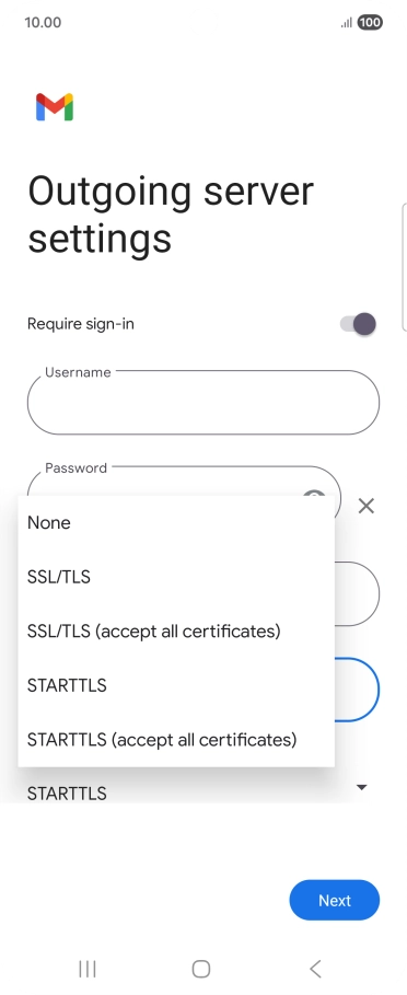 Press SSL/TLS. Press SSL/TLS.