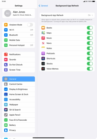 Press Background App Refresh. Press Background App Refresh.