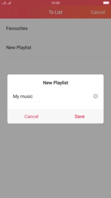Key in a name for the playlist and press Save. Key in a name for the playlist and press Save.