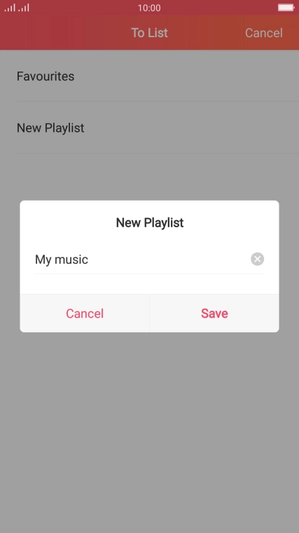 Key in a name for the playlist and press Save. Key in a name for the playlist and press Save.