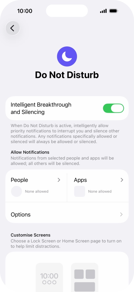 Press People and follow the instructions on the screen to select which contacts you would like to receive calls and notifications from when Do Not Disturb is turned on. Press People and follow the instructions on the screen to select which contacts you would like to receive calls and notifications from when Do Not Disturb is turned on.