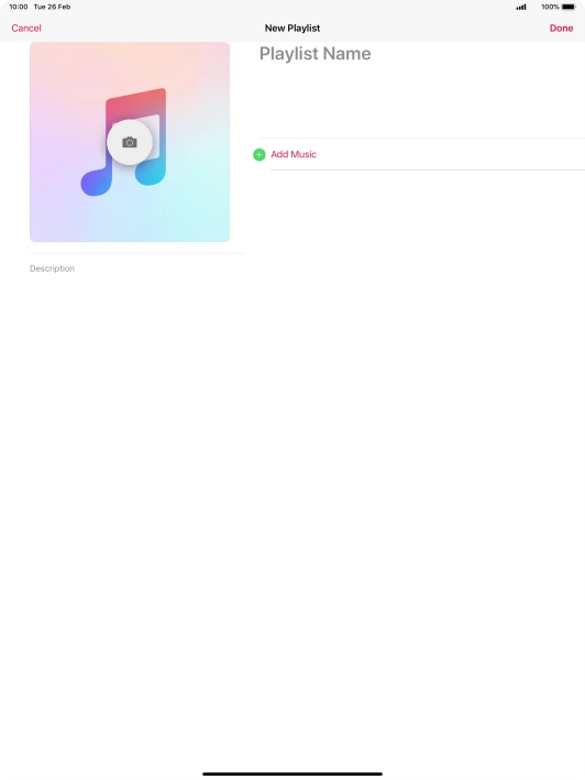 Press the text input field and key in a name for the playlist. Press the text input field and key in a name for the playlist.