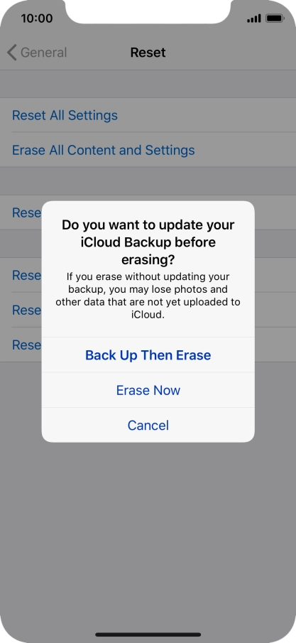 Press the required setting. Press the required setting.