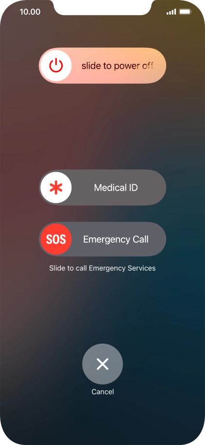 Press and drag the power off icon right. Press and drag the power off icon right.