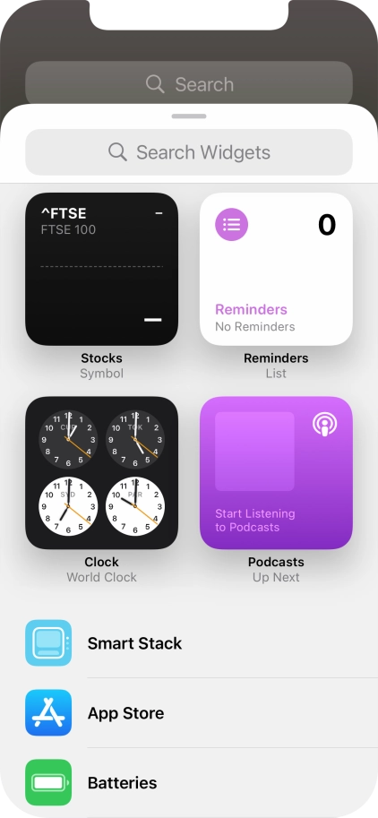 Press the required widget. Press the required widget.