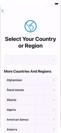 Press the required country or area. Press the required country or area.