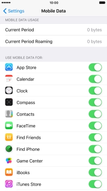 The data usage is displayed below MOBILE DATA USAGE. The data usage is displayed below MOBILE DATA USAGE.