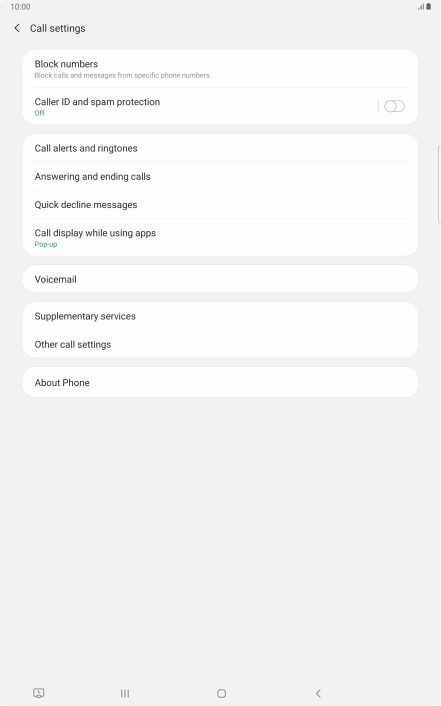 Press Supplementary services. Press Supplementary services.