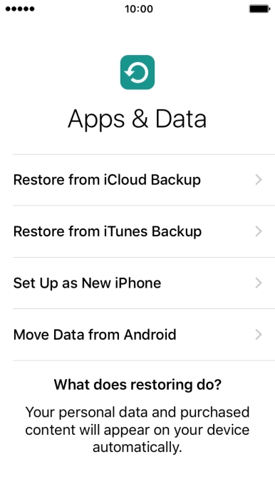 Press Restore from iCloud Backup. Press Restore from iCloud Backup.